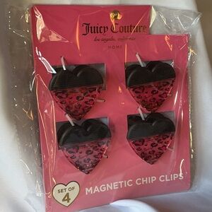 Juicy Couture Magnetic Chip Clips Set of 4 Heart Leopard NWT MSRP $14.99